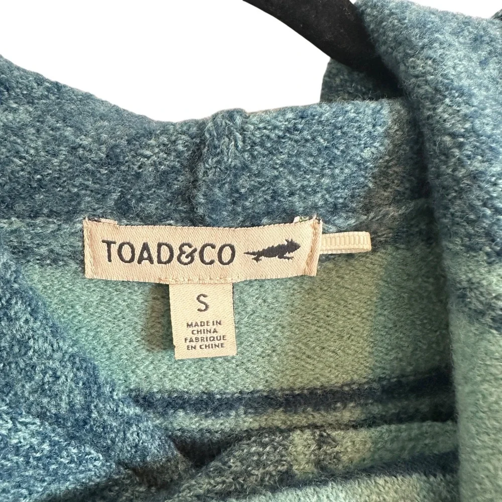 Toad&Co Sweater Heartfelt Merino Hoodie S 100% Wool Striped Cardigan Gooseberry